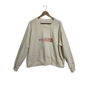 PELOTON‎ Cream Raglan Sweatshirt Logo Pullover Athleisure Women's Size 2X